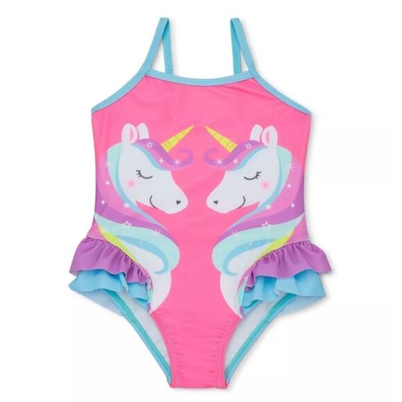 Toddler Girls Wonder Nation Unicorn Swimsuit Bathing Suit  - Sz 2T - Picture 1 of 2